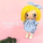 ☆THIERRY☆イーマリーちゃん着せ替えお洋服 ブルー　月星チュニック、ワイドパンツ、うさ耳ヘアーゴム
