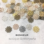 A234【送料無料】アンティーク  お花の透かしパーツ  約70pcs  colormix