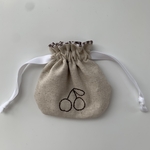 シンプル刺繍の巾着ポーチmini