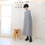10着限定　春までのリバーシブル ウールニット ワンピース　light gray & light blue