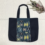 sky flower のA4横トートバッグ 　ネイビー・11号帆布（スカイフラワー）