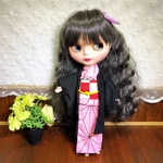 ブライス　リカちゃん  着物  麻の葉 ピンク 羽織りセット