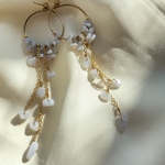 "Lorena" 天然石ブルーレースのフープピアス