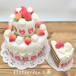💕🌸満開の花咲くハート苺の2段ケーキ(小物入れ)染26