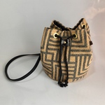 コットンニット バケツ 巾着 ショルダーバッグ ジオメトリック