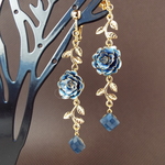 【Blue Rose】オリエントローズのマニキュアフラワーイヤーアクセサリー