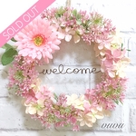 *･ﾟ愛らしいピンクのwelcomeリース