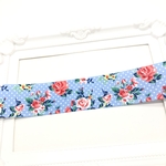 《2m分》ローズ柄 水色×ドット(38mm)-200