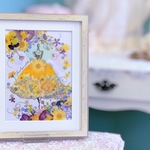 ロココ調のシックなドレスの押し花アート　押し花額05