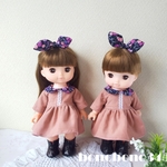 メルちゃん　スモーキーピンクコーディロイワンピ＆うさ耳ヘアゴム  メルちゃん服　レミンちゃん服　ソランちゃん服　めるちゃん服