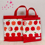  【りんご🍎①】キルティングバッグ・上履き入れセット