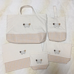 うさぎ 手刺繍 入園 入学 レッスンバッグ シューズケース 通園バッグ ランチョンマット お弁当袋 コップ袋