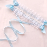 白×水色　薔薇ボリュームレースヘッドドレス  ロリータ　ロリィタ　甘ロリ　ゆめかわいい