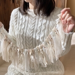 糸のぬくもり☆*:.｡. .｡.:*☆タッセルチュールガーランド① 80センチ