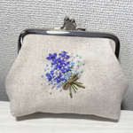「spchan様専用」カードポケット付きラベンダーとかすみ草ブーケのがま口財布