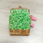 芝生柄　がま口／シガレットケース～ポーチにも