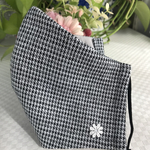 再販  🌸春マスク 千鳥格子おしゃれマスク(モチーフ付き) ワイヤー入りマスク