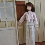 momokoサイズ　ボウタイブラウス　パンツセット　ピンク