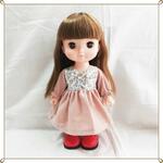 【pooh-o0u0o-y様専用】ドール服・ワンピースセット　お洋服、シューズ、ハンガー5本セット　リバティ生地使用　　おままごとやごっこ遊びに最適