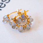 ラブラドライトデザインピアス/イヤリング・樹脂フープピアス