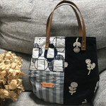 ミナペルホネン⭐︎パッチワーク⭐︎本革ハンドルのまあるいバッグ