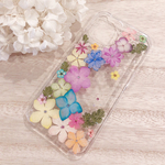 カラフルアジサイ＊お花いっぱいiPhone12押し花ケース ⑪ 