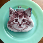 ねこのがまくち小銭入れ　ツイードＢ