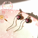 🌸桜彫りオニキスの揺れるピアス🌸  桜  オニキス  天然石  パワーストーン  ピアス  ロングピアス  揺れるピアス  春