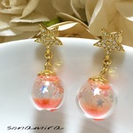star stud & orange  dome ピアス//イヤリング