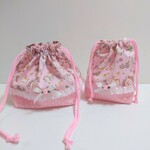 フラワーラビットのお弁当袋＆コップ入れ☆ピンク☆
