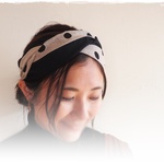 ＊　ドットリネン　ねじりヘアバンド　＊