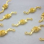 チャーム　薔薇　両穴　40個セット　34mm　金[4582434309042]