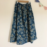 ＊mimosa♪コーデュロイロングティアードスカート(blue)＊