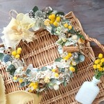 atelier lulu*様専用ページ(24cm)＊春色ミモザのプロムナード＊グリーンリース・スプリングリース・春リース・フラワーリース・イエローリース