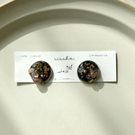 flower × rose quartz(blue black) /  お花とローズクオーツのレジンピアス