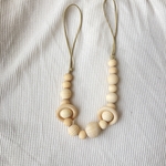 natural wood カーテンタッセル　2本セット　ウッドビーズ　
