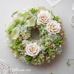 ソラフラワー ローズ の 紫陽花 リース