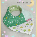 あちゃこ様専用 しずくとカエルさんのスタイ ピンクタグ