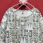 北欧調ブロック模様ワンピース gray×リネン色