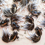 金魚アクリルチャーム/カボション12個黒色