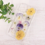 押し花　フルーツ　スマホケース　iPhone アンドロイド　機種対応可能　ビオラぎっしりスマホカバー