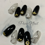 大理石×ブラック＊ネイルチップ