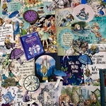 アリスの紙ものセット(blue×purple)＊コラージュ素材＊ジャンクジャーナル