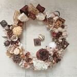 バレンタインリース(22.5cm)＊フレンチリボンのbitter&sweetショコラⅡ＊フラワーリース・チョコレートリース