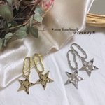 429.メタル星リングピアス