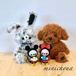 【.°⑅ʚSHIZUɞ⑅°.様 専用】ペットなトイプードル🐾白ブチうさぎ🐾ミッキー&ミニー着ぐるみクマさんキーホルダー🐾あみぐるみ