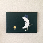 月と星のミニキャンバスアート(原画)