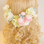 フラワーヘアーオーナメント　Uピン ピンク