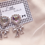 ♡シルバーリボンハートピアス/イヤリング♡