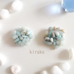 砂浜のイヤリング（天然石　刺繍　イヤリング　ピアス　スカイブルー）